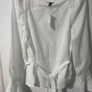 Banana Republic White Blouse with Tie Detail